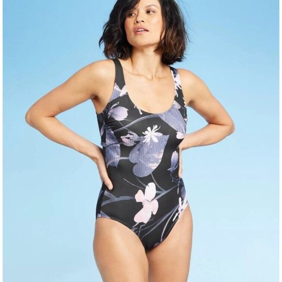 All In Motion One Piece Swimsuit S M L Floral Sun Protection UPF 50+ - Picture 2 of 9